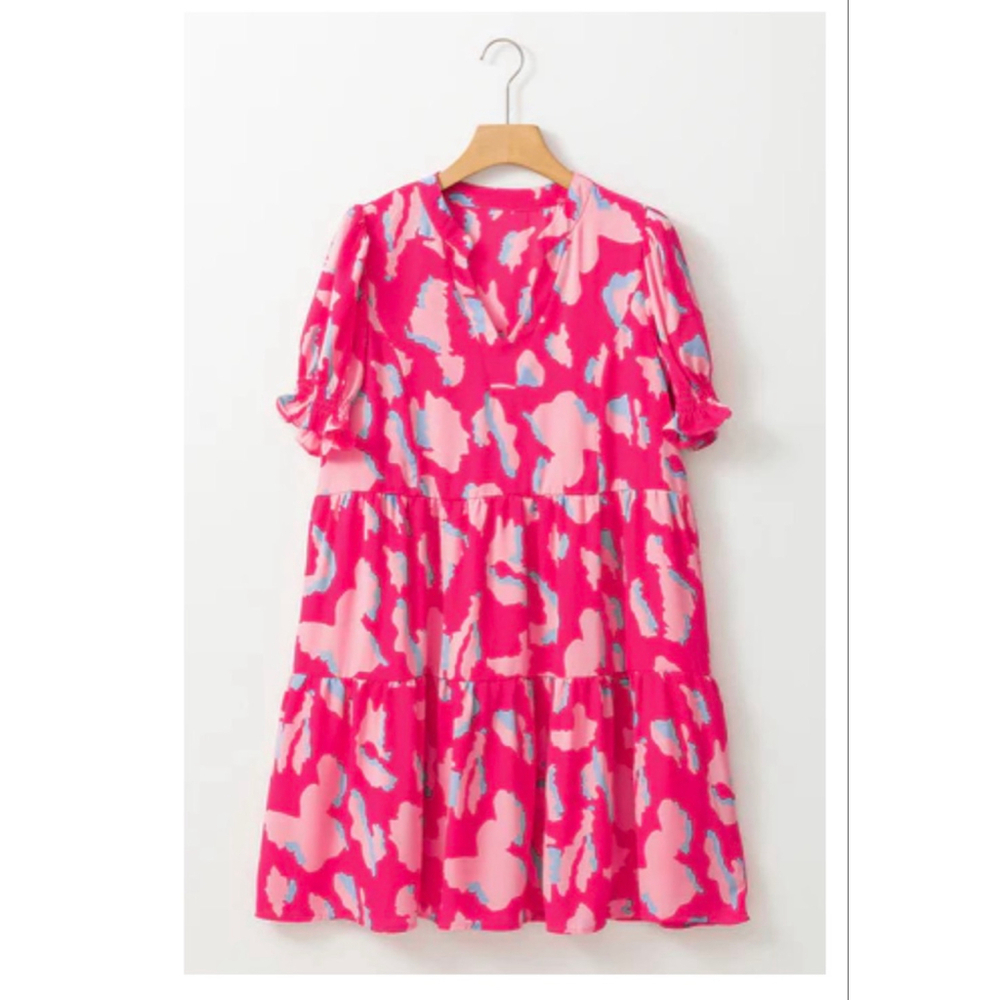 BRIGHT PINK LEOPARD PRINT DRESS by Sandi's Style Women MEDIUM - Picture 5 of 10